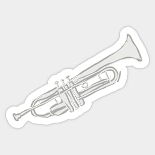 Silver Trumpet Jazz Brass Band Horn Sticker